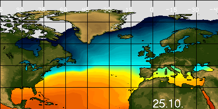 Packeis-Animation nach globalen Temperatur-Mosaik-Daten