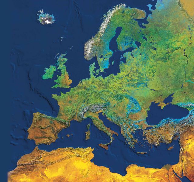 ESA: Europa gesehen vom Satelliten ERS (Radar-Mosaik)