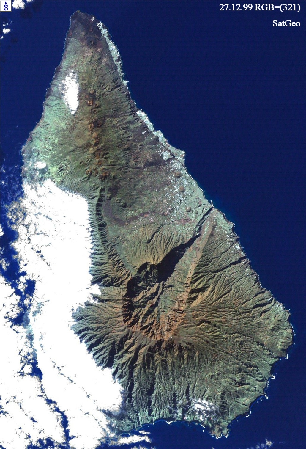 Landsat 7 La Palma RGB=(321) 27.12.1999