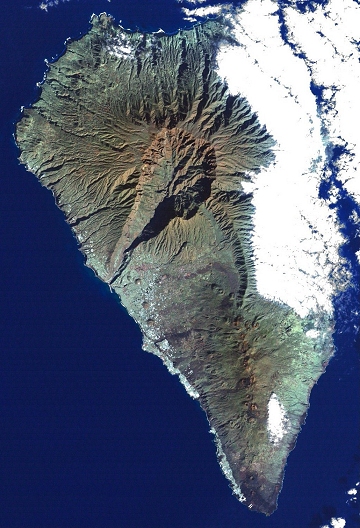 Landsat 7 La Palma Echtfarbenbild 27.12.1999