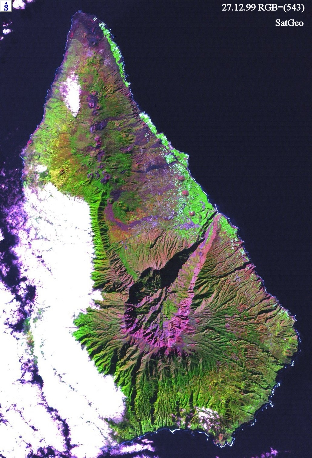Landsat 7 La Palma RGB=(543) 27.12.1999