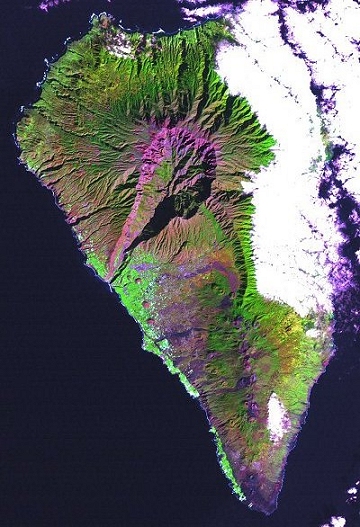 Landsat 7 La Palma Falschfarbenbild 27.12.1999
