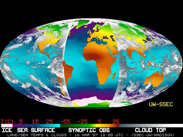Globales Mosaik aus aktuellen Wetterdaten